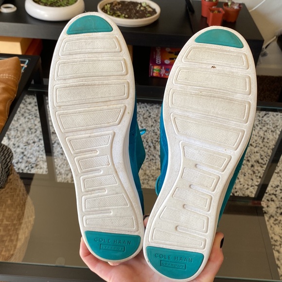 Cole Haan turquoise suede lace up oxfords - Picture 3 of 7